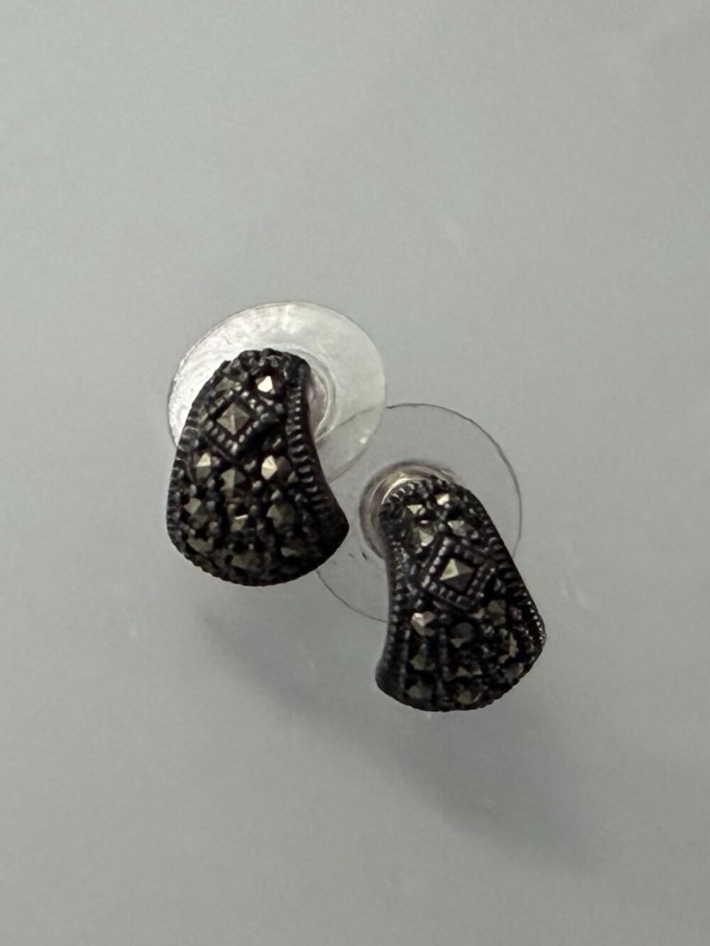 Vintage Designer Judith Jack Marcasite Sterling Silver Earrings